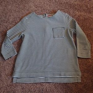 Elle white&black 3/4 sleeve striped sweater top